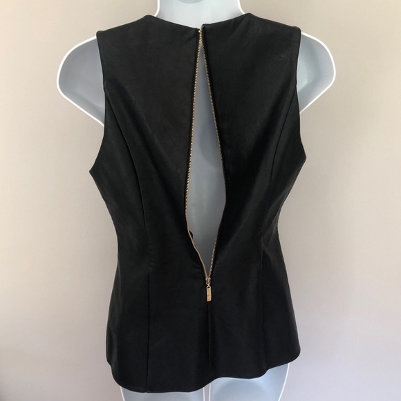 Julie Brown sleeveless black faux leather peplum top - Picture 6 of 8